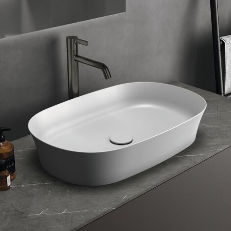 Conjunto de accesorios de baño de diseño en resina blanca y gris - Saeda