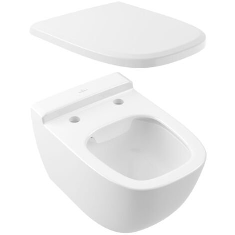 Inodoro suspendido sin borde VILLEROY ET BOCH Antheus DirectFlush White CeramicPlus + asiento extraíble con descenso gradual
