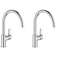 GROHE Juego de 2 mezcladores de cocina Bauloop, caño alto, cromo