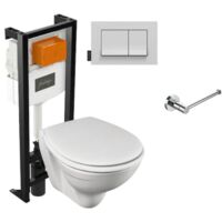 LuxeBath WC Suspendido Con Función Bidé Negro De Cerámica, Inodoro Colgante 49 Cm Corto Con Nanorecubrimiento Descarga De Tornado Para Baño, Wáter Con Asiento Extraíble Y Tapa Brillante Softclose