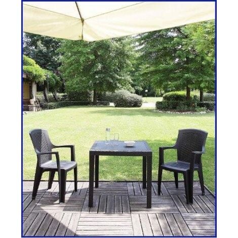 Tavolo antracite effetto rattan in polipropilene  79x79x72 cm