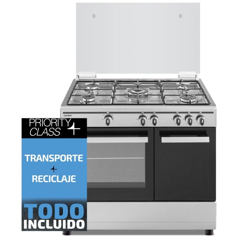 Cocina de gas SAUBER SCI5GB 5 zonas coccion con portabombonas inox