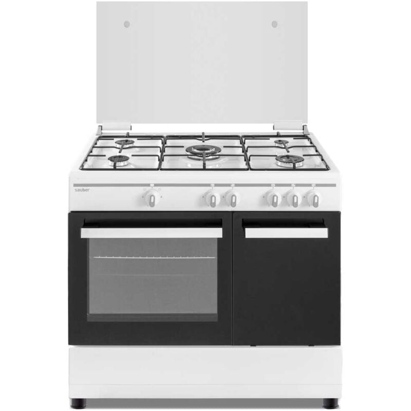 Cocina de gas SAUBER SCW5GB 5 zonas coccion con portabombonas blanca