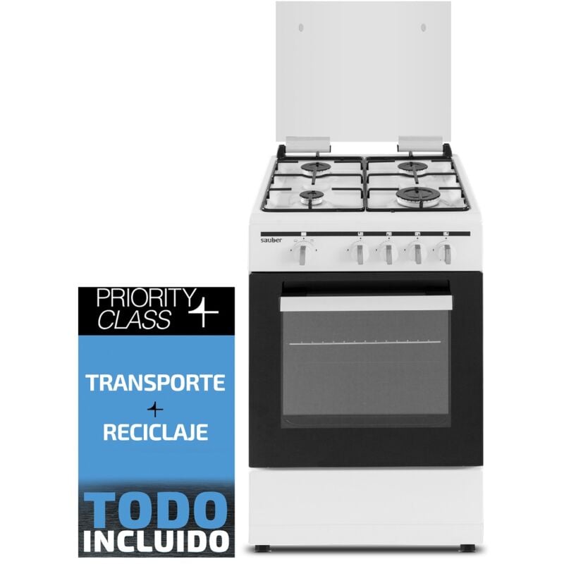 Cocina de gas SAUBER SCW4GN 4 zonas coccion blanca