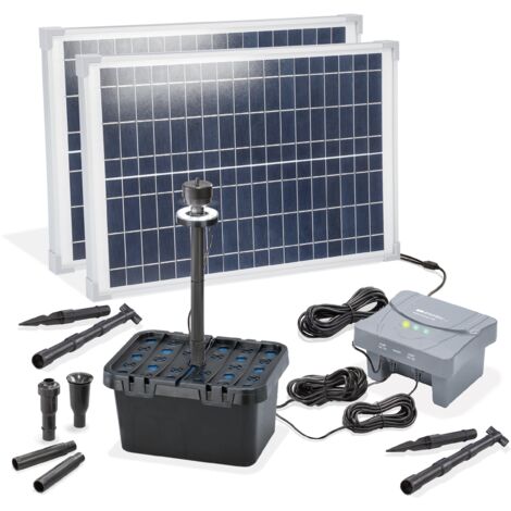 esotec Solar Teichfilterset Profi 50/1400 LED LiFePo4 Akku Solarmodule 100954