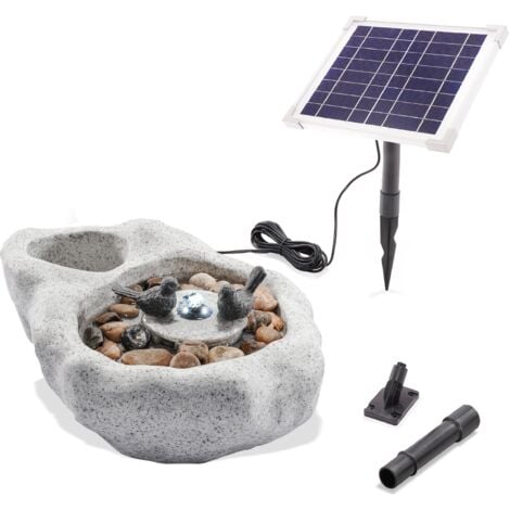 esotec Solar VogelbadBrunnen hell mit Akkuspeicher und LED Licht