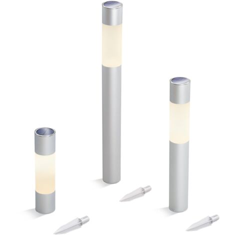 esotec Moderne Solar Standleuchten Pole Light im 3er-Set wetterfest 102618