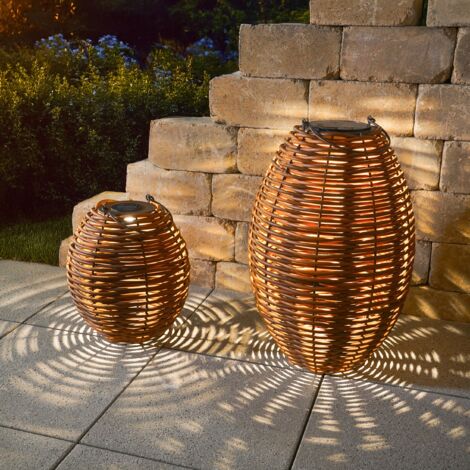 esotec Solar Rattanleuchte Victoria 2er Set USB, CCT Funktion, Polyrattan 102280