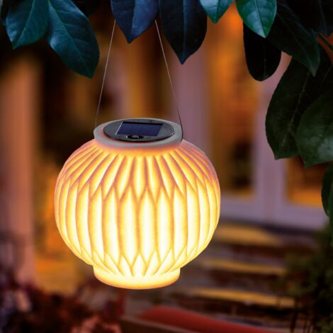 Solar Hängeleuchte Ibiza in Sandsteinoptik Lampion Solarleuchte outdoor 102670