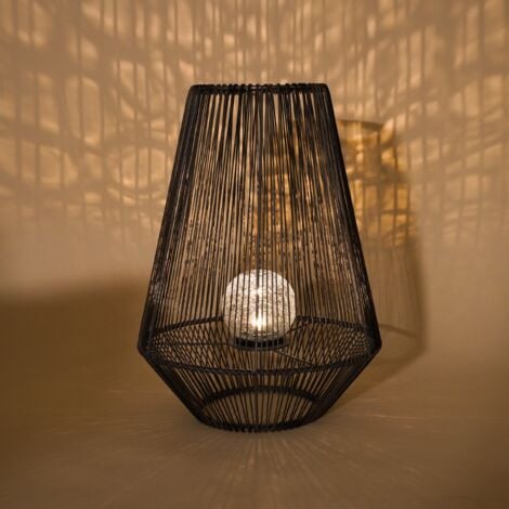 esotec Solar Windlicht Ilona 50cm POLY-RATTAN METALL-GEHÄUSE wetterfest 102208