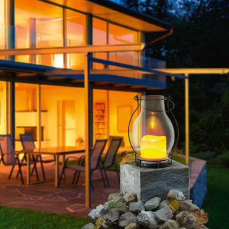 esotec Solar-Laterne DEKO DREAM Flackerlicht GLAS Solarleuchte für außen 102081