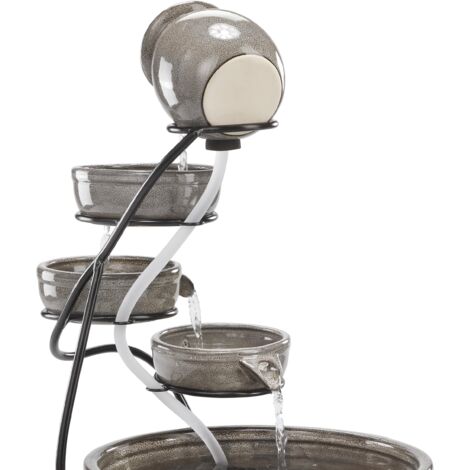 esotec Solar Kaskadenbrunnen Pisa KERAMIK mit Akku und LED Licht outdoor 101300
