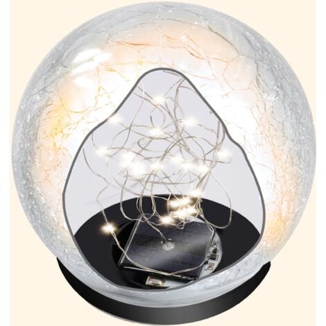 esotec Solar Leuchtkugel Lichtkugel 3er-Set in Bruchglasoptik warmweiß 102088