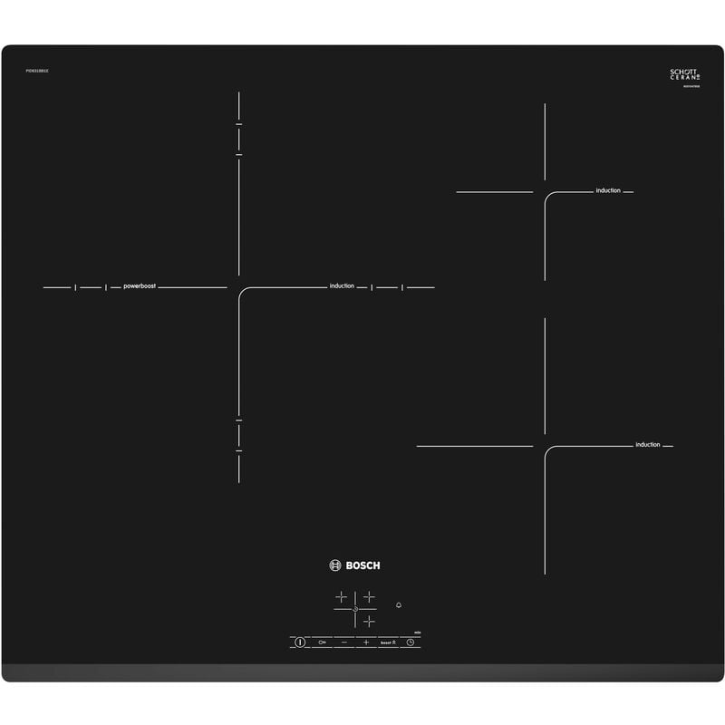 Placa Bosch Pid631bb1e Induccion 60 Cm 3 Zonas Color Negro Bisel Delantero Touchselect Zona De 32 Cm