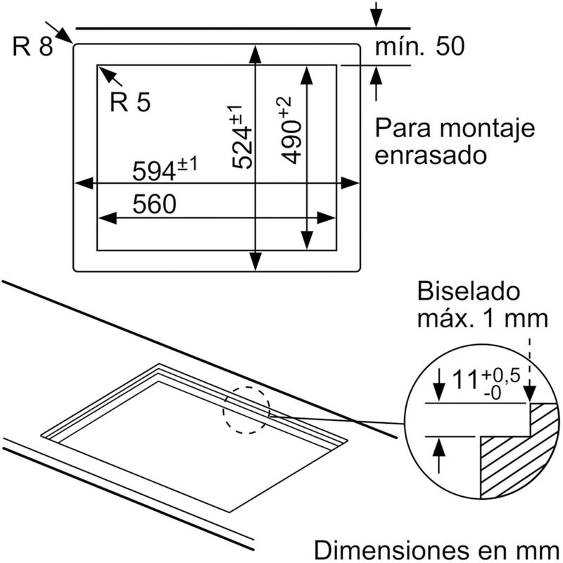 Placa Bosch Ppp6a6b20 4 Fuegos Cristal Gas Independiente Autoencendido 60cms Fundicion