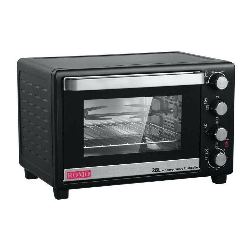 Horno Romo Romh28l Negro 1600w 28 Litros Con Conveccion Y Rustipollo