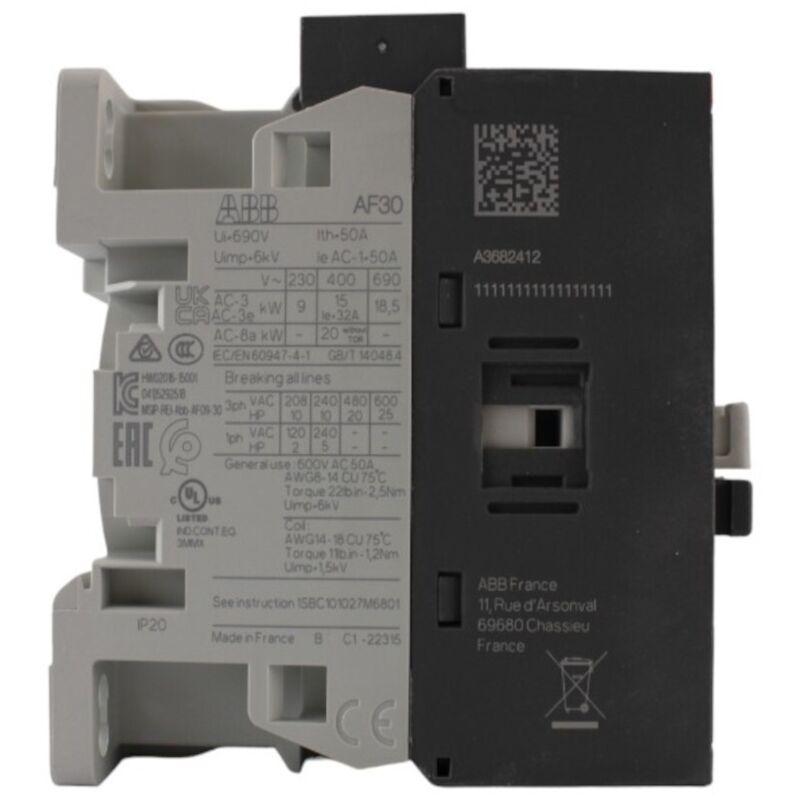 Contattore ABB AF30-30-00-11 3 Poli 20-60V AC/DC 15kW 50A – Nuovo Svezia