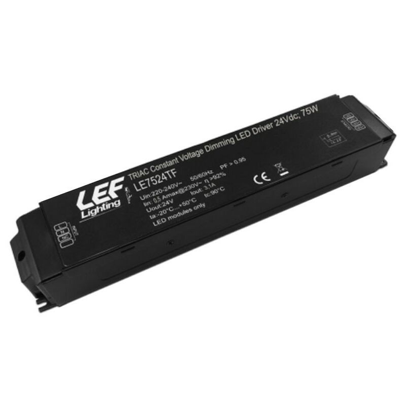 Alimentatore per LED LEF 75W 24VDC Triac-Igbt dimmerabile LE7524TF