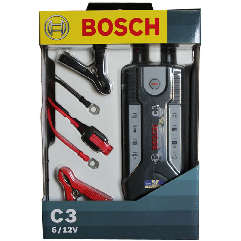 Caricabatteria elettronico Bosch per auto e moto C3 6-12V 4441