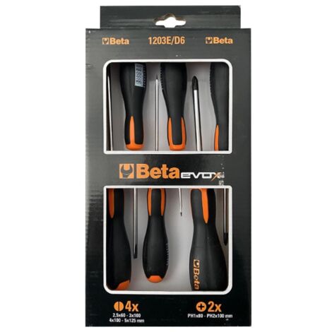 Set di 6 giraviti Beta EVOX punta Phillips e taglio impugnatura ergonomica 012031006