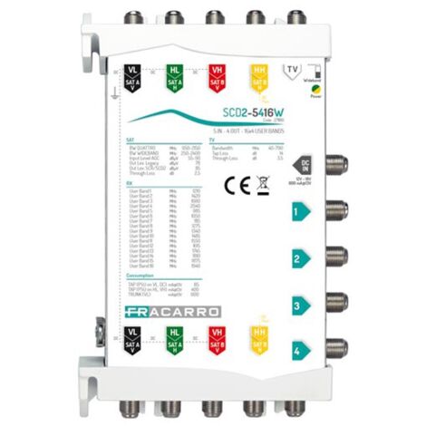 Fracarro multiswitch scd2-5416w 5in 4out 287412 271180