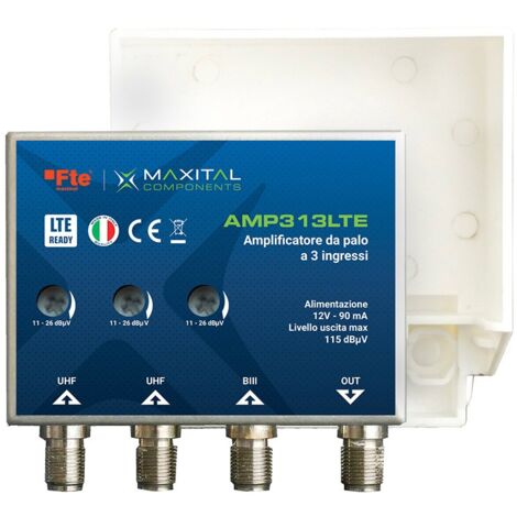 Amplificatore da palo FTE 3 Ingressi VHF/UHF/UHF AMP313LTE