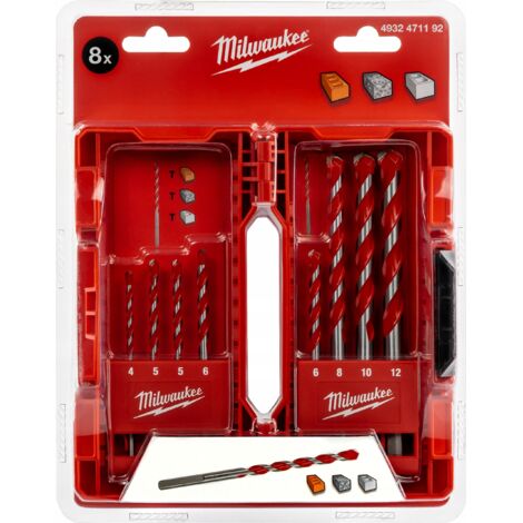 Set di 8 Punte Milwaukee Premium per calcestruzzo 4932471192