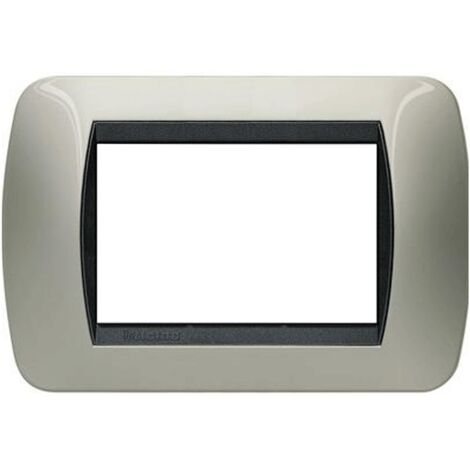 Bticino livinglight placca 3 moduli colore titanio chiaro cornice nera l4803tc