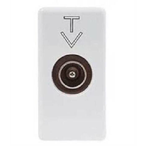 Gewiss presa coassiale tv  connettore iec maschio 9,5mm  diretta con passaggio di corrente 1 modulo  system white