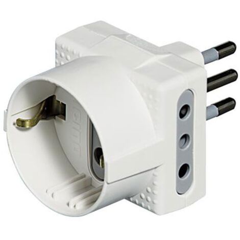 Adattatore triplo Bticino tris presa Tedesca 2 prese 10A spina 10A bianco S3610DE