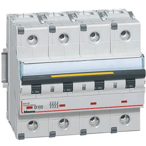 Bticino interruttore magnetotermico 4P D 100A 16kA 6 moduli FT84D100