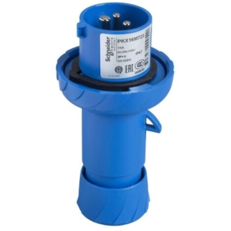 Spina Schneider industriale mobile 2X16A+T 230V IP67 blu PKX16M723