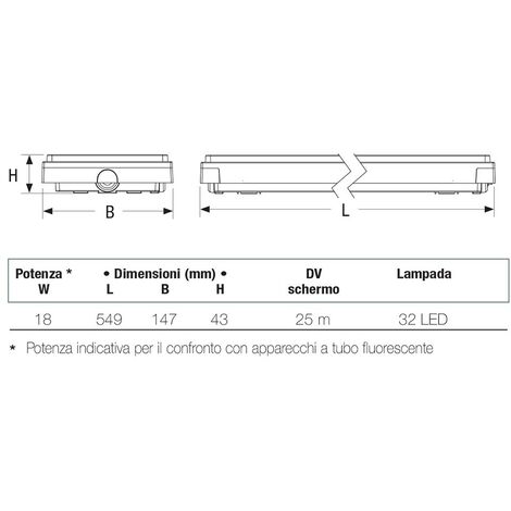 Lampada di Emergenza Beghelli SE 18W LED IP42 lunghezza 55cm 8584