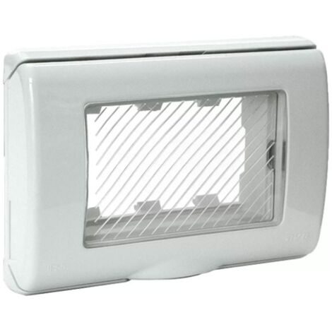 Placca autoportante Ave IP55 con membrana 3 moduli RAL7035 45SP43N