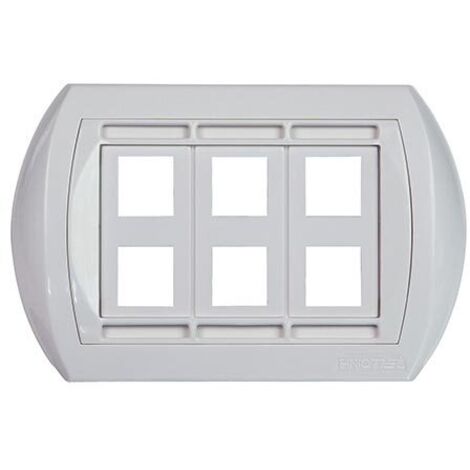 Placca universale 6 uscite RJ45 aggancio KEYSTONE colore bianco Fanton 23953