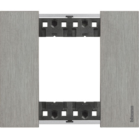 Placca Bticino Living Now 2 moduli colore acciaio KA4802ZG