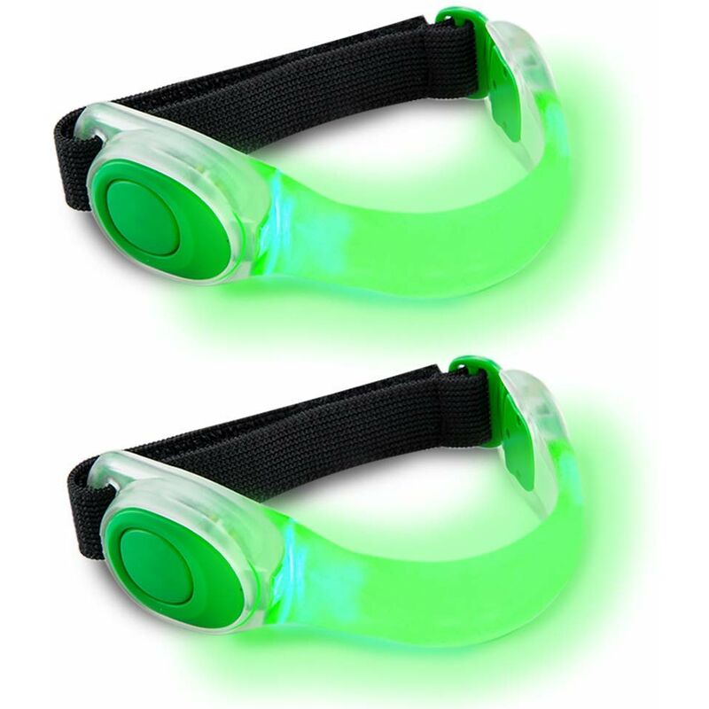 2 Stück LED-Armbänder, reflektierende LED-Armbänder, Lichtstreifen,  Reflektor, Kindersicherheit, Nachtlicht zum Laufen, Joggen, Gassi gehen,  Bergsteigen, Laufen, Joggen und Outdoor-Sport (Grün)