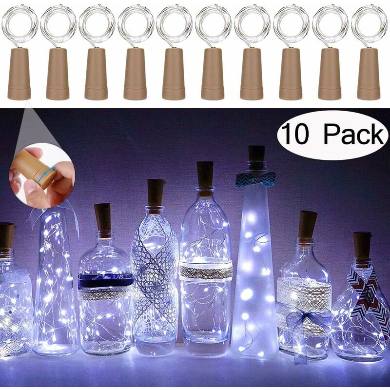 LED Lichterkette Korken Sterne - Flaschenlicht - 8 warmweiße LED