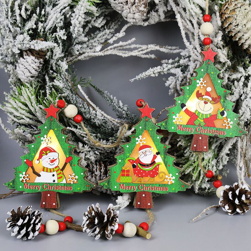 Holz-Weihnachtsbaum-Anhänger, 3 Weihnachtsbaum-Anhänger, Weihnachtsgeschenk Stück (25x11x2cm) Spielzeug Handwerk hölzerne