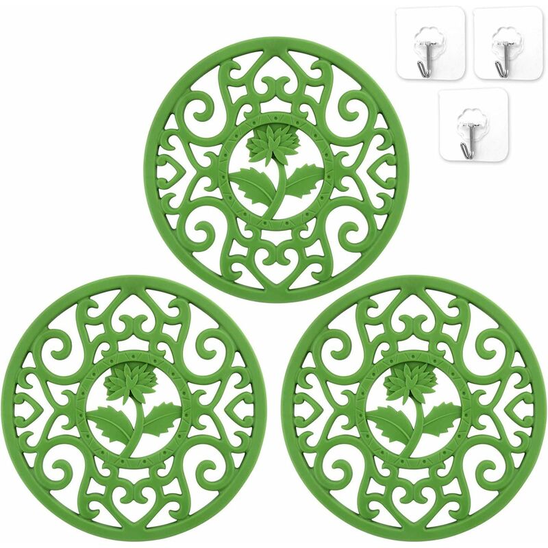 Set aus Silikon-Untersetzern mit Blumenmuster – hochwertige, flexible,  langlebige und rutschfeste Untersetzer (grün)