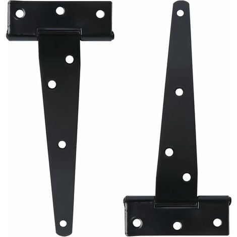 2 massives schwarzes T-förmiges Scharnier hölzernes Türscharnier oder  Metalltür rostfreies Eisen Scheunentürscharnier (6 Zoll)