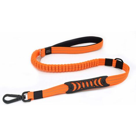 Anti-Zug-Hundeleine Auto-Sicherheitsleine für kleine mittelgroße Hunde aus  stark reflektierendem Nylon (110 cm orange)