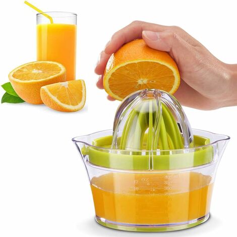 Orangenpresse Zitruspresse 2 mit und grünen Zitruspresse Kegeln Multifunktions-Handpresse 400-ml-Saftbehälter