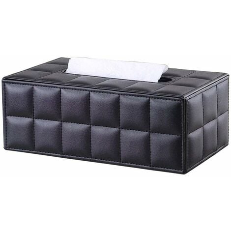 Rechteckige Taschentuchbox aus Leder für Zuhause/Büro/Auto (Schwarz)