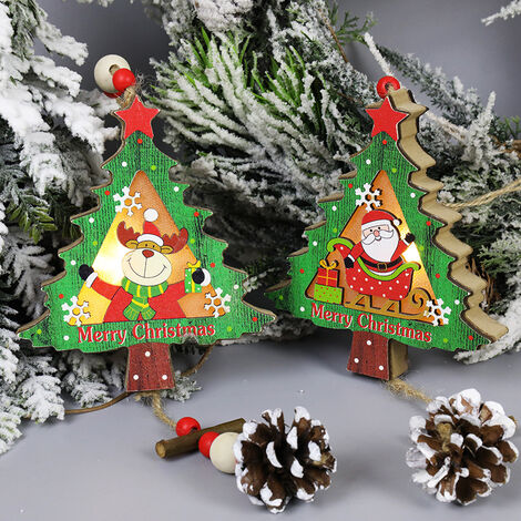 Holz-Weihnachtsbaum-Anhänger, 3 Stück hölzerne Handwerk  Weihnachtsbaum-Anhänger, Weihnachtsgeschenk Spielzeug (25x11x2cm)