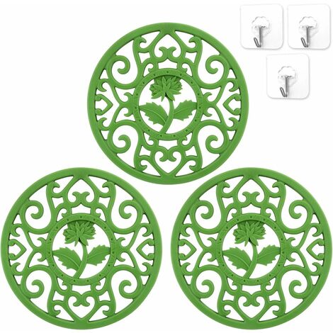 Set aus Silikon-Untersetzern mit Blumenmuster – hochwertige, flexible,  langlebige und rutschfeste Untersetzer (grün)
