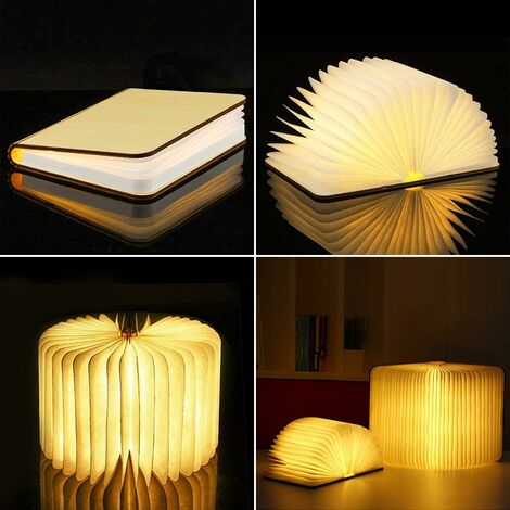 LED Buch lampe in Buch Form Holzbuch mit 2500 mAh Akku Lithium  Nachttischlampe Nachtlicht dekorative Lampen | Tischlampen