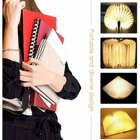 LED Buch lampe in Buch mAh Nachttischlampe mit Form Holzbuch 2500 dekorative Lithium Akku Lampen Nachtlicht
