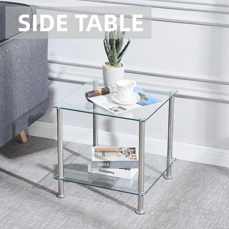 Silver end deals table with storage