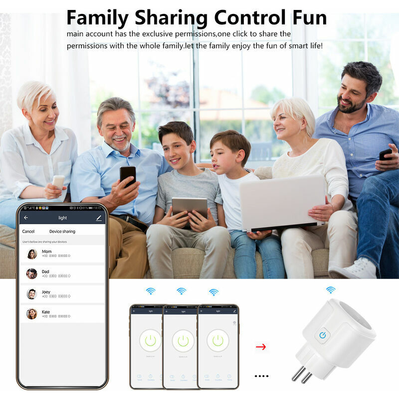 Prise Connectée WIFI, Prise intelligente 16A compatible avec Android et iOS  Alexa (Echo et Echo Dot), Siri, SmartThings, Google Home, Surveillance de  l'énergie, Fonction minuterie (1 Pack)